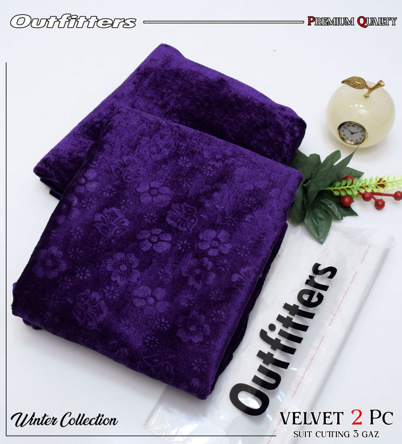 Palachi Velvet Embossed 2pc Suit - Purple
