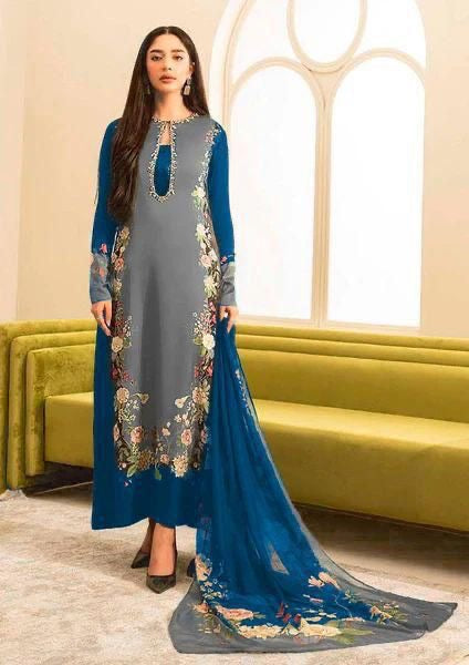 Shamoze Silk Digital 3pc Unstitched Suit - 114