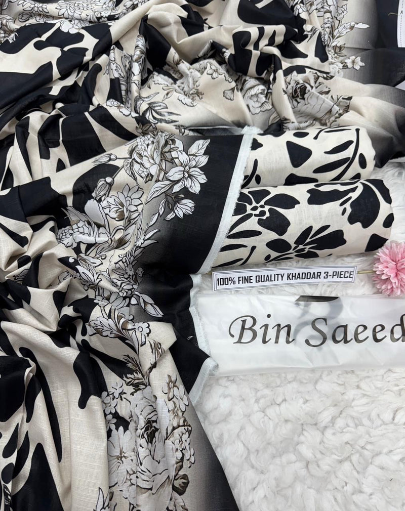 Bin Saeed Printed Khaddar 3 Piece Unstitched Suit BS -021 Summer Collection