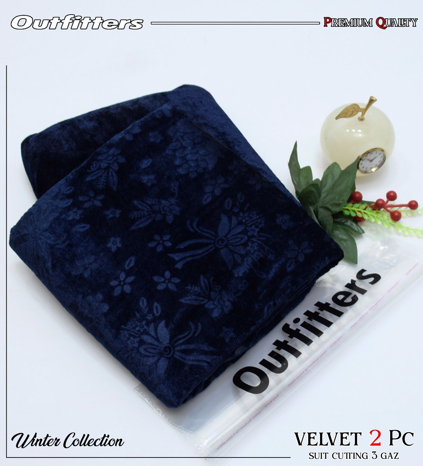 Palachi Velvet Embossed 2pc Suit - Navy Blue