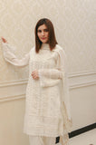 AZRA HAMEED - 3PC CHIKANKAARI LAWN EMBROIDERED SHIRT WITH ORGANZA EMBROIDERED DUPPATA AND TROUSER