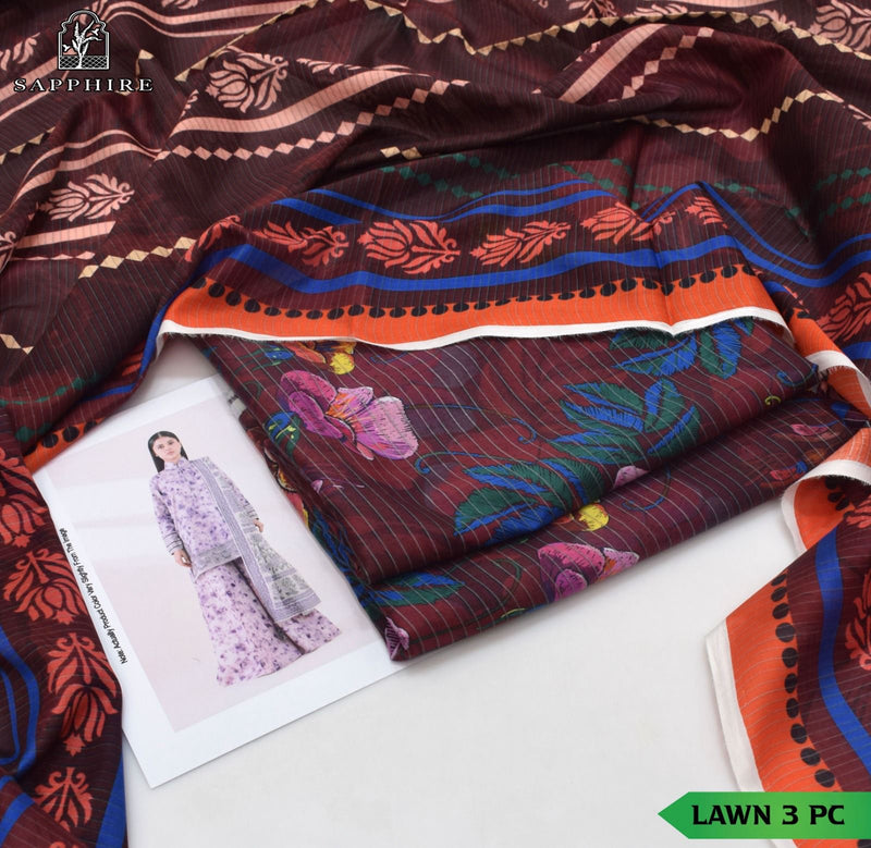 Printed Lawn 3 Piece Unstitched Suit SP -109 Summer Collection