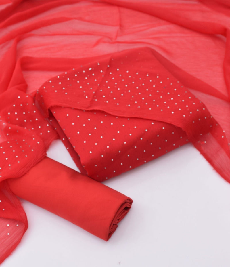 Stone Shifoon 3-Piece Suit  - Red