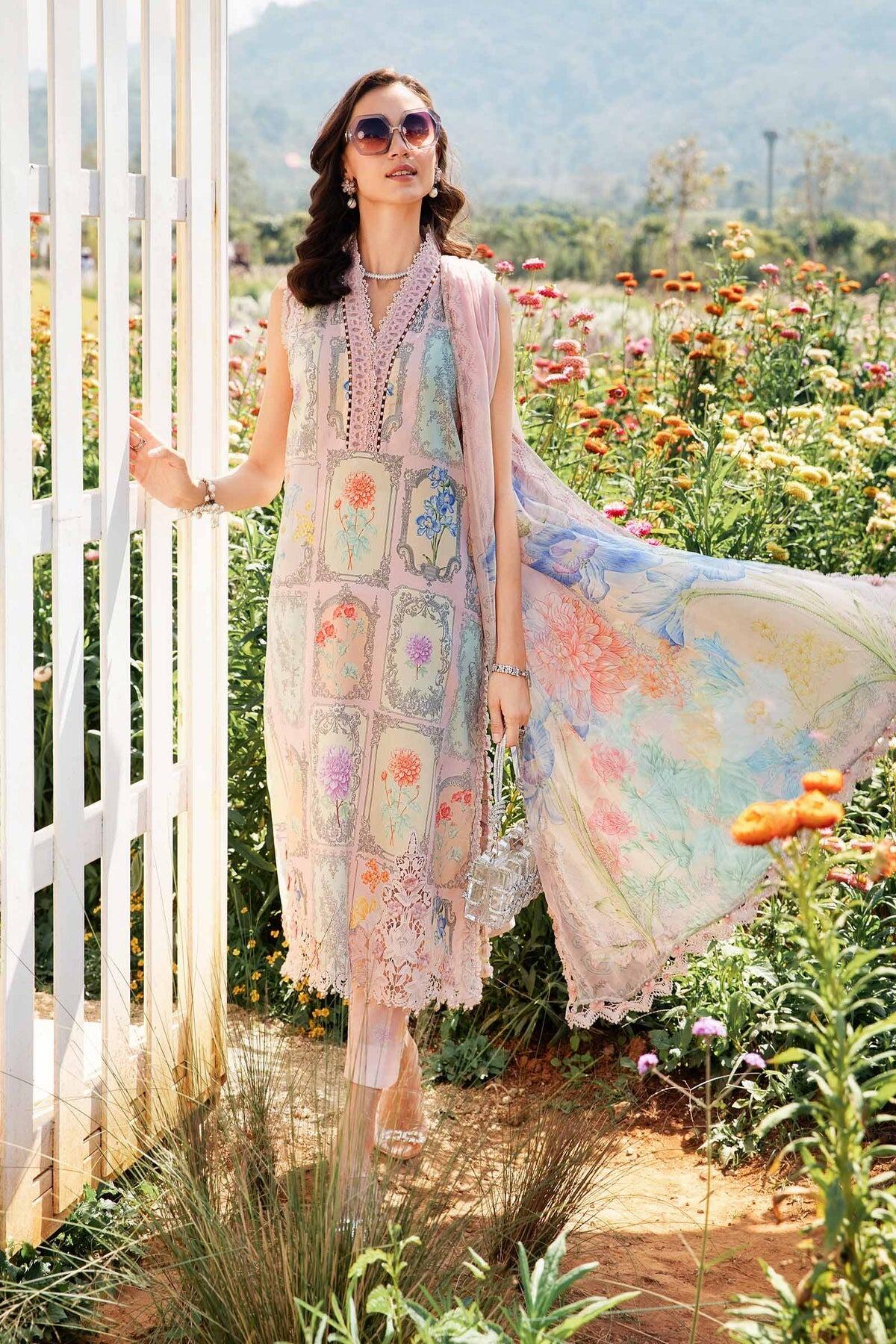 Printed Patch Emb Lawn 3 Piece Unstitched Suit MI -057 Summer Collection