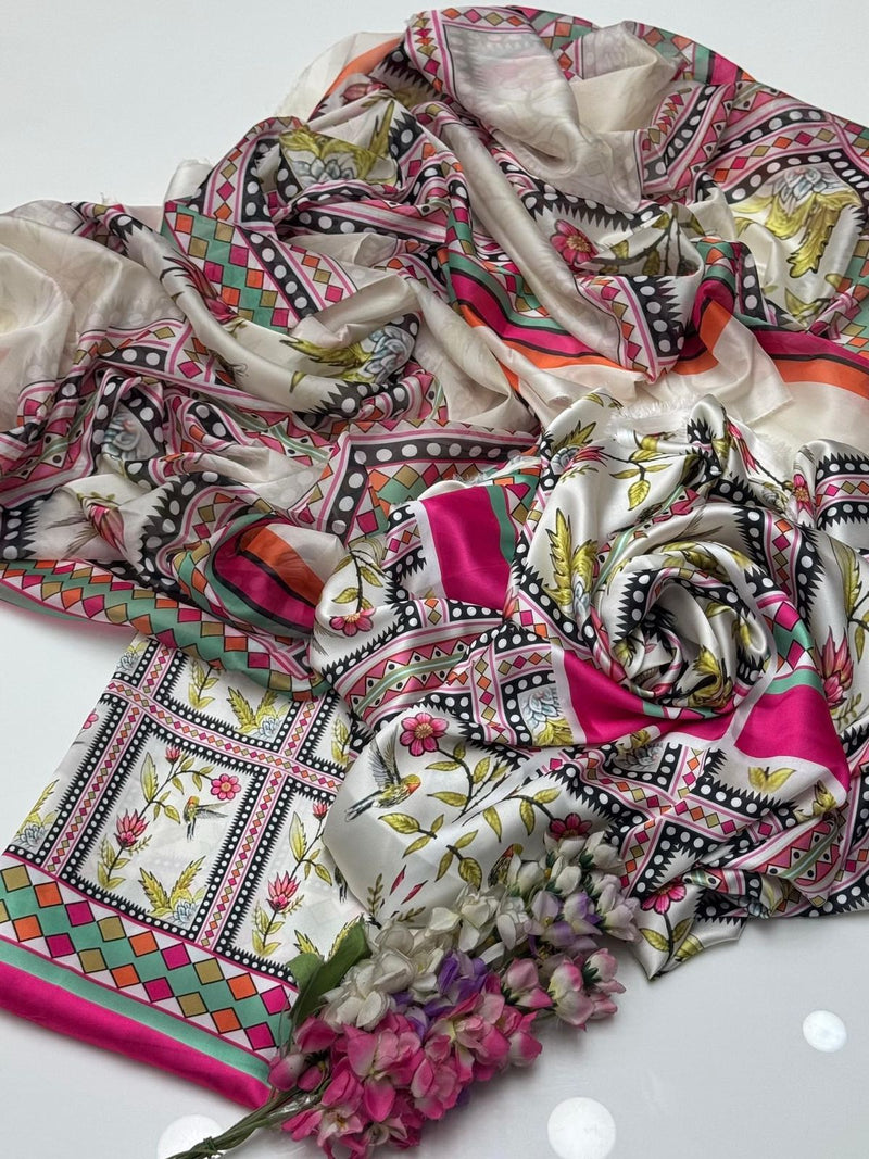 Shamoze Silk Digital 3pc Unstitched Suit 52