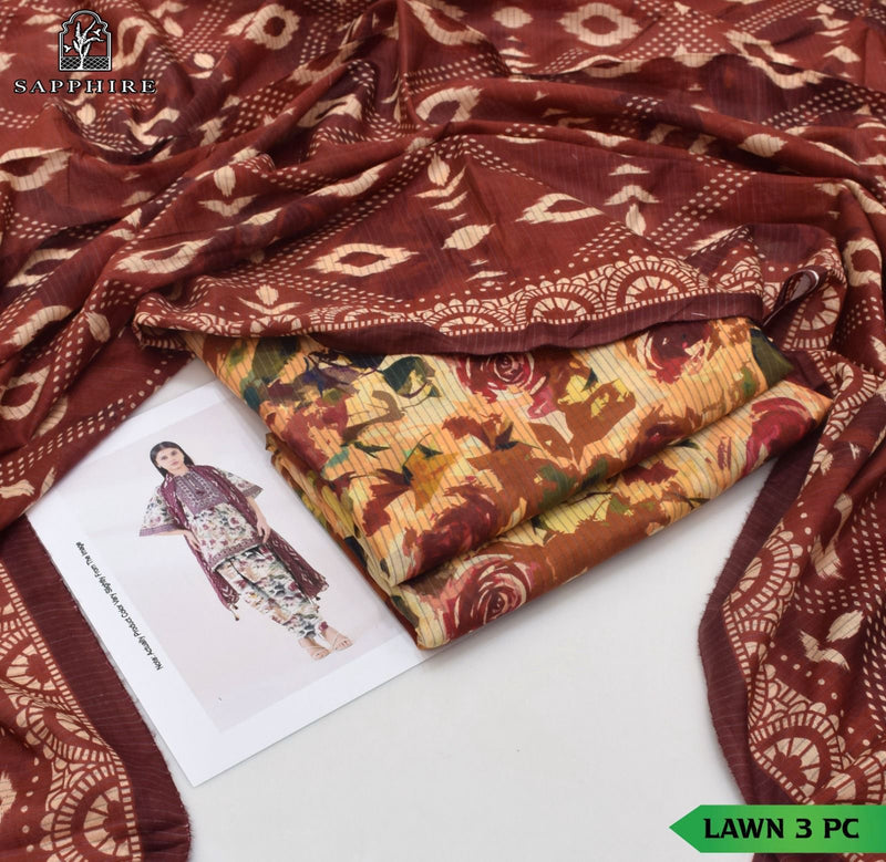 Printed Lawn 3 Piece Unstitched Suit SP -103 Summer Collection