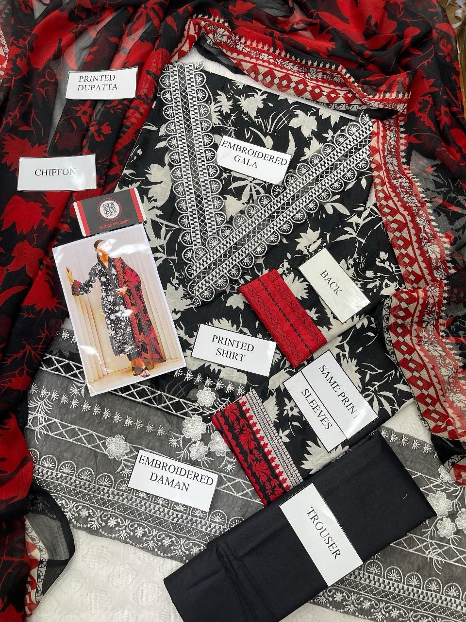 Printed Patch Emb Lawn 3 Piece Unstitched Suit MI -60 Summer Collection
