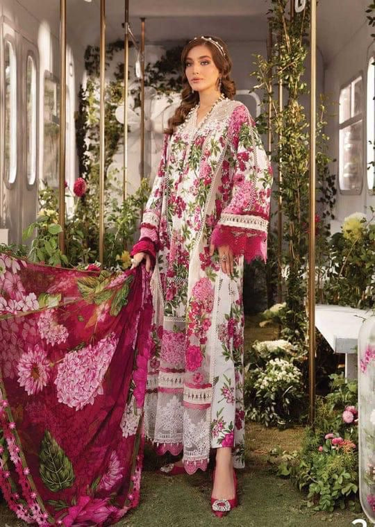 Printed Patch Emb Lawn 3 Piece Unstitched Suit MI -01 Summer Collection