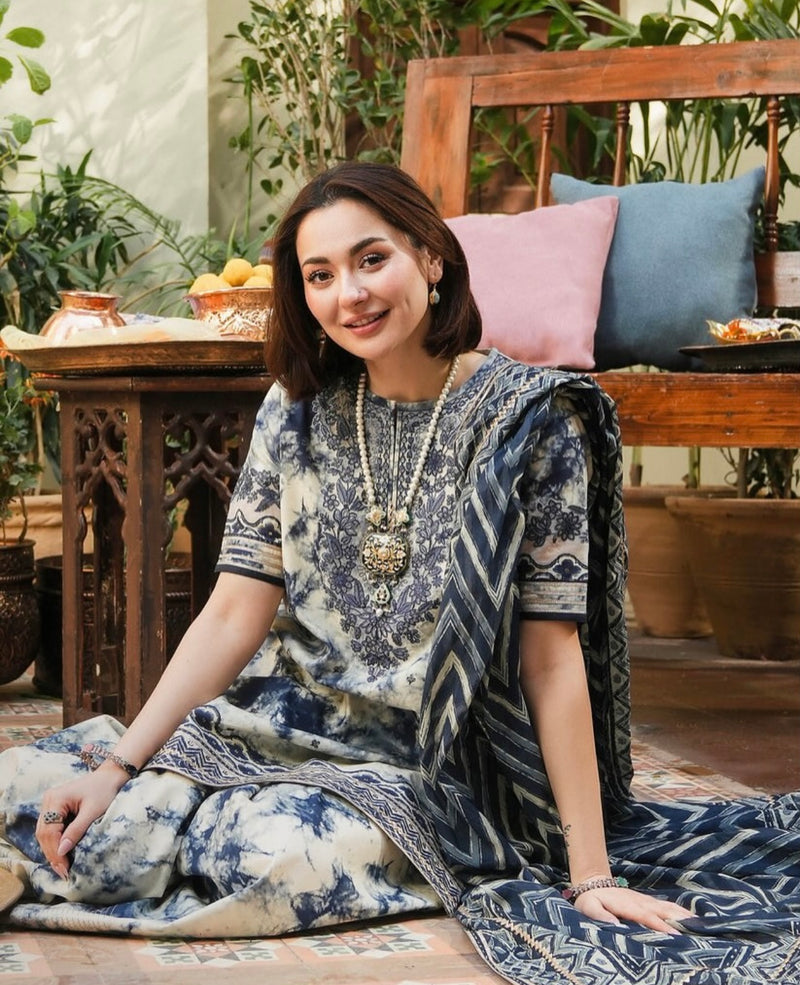 Printed Patch Emb Lawn 3 Piece Unstitched Suit MI -022 Summer Collection