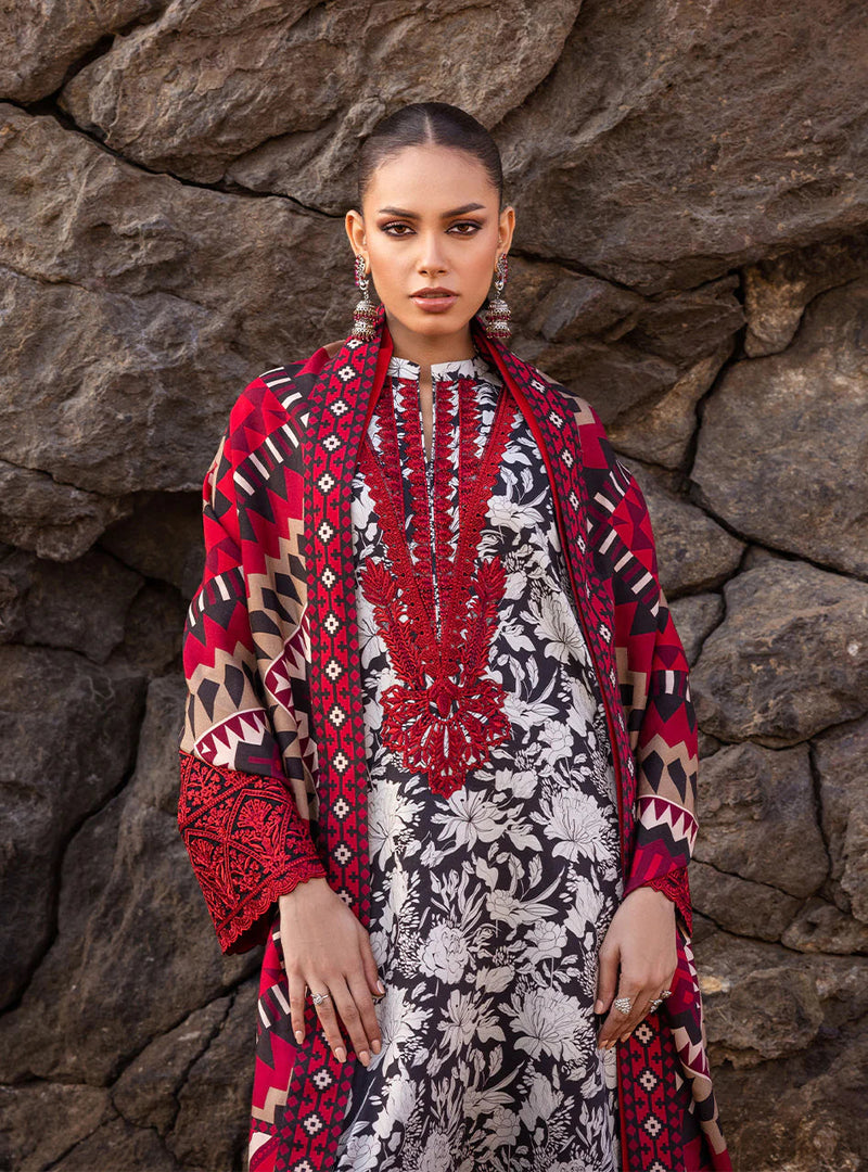 ZC Printed Patch Emb Lawn 3 Piece Unstitched Suit MI -033  Summer Collection