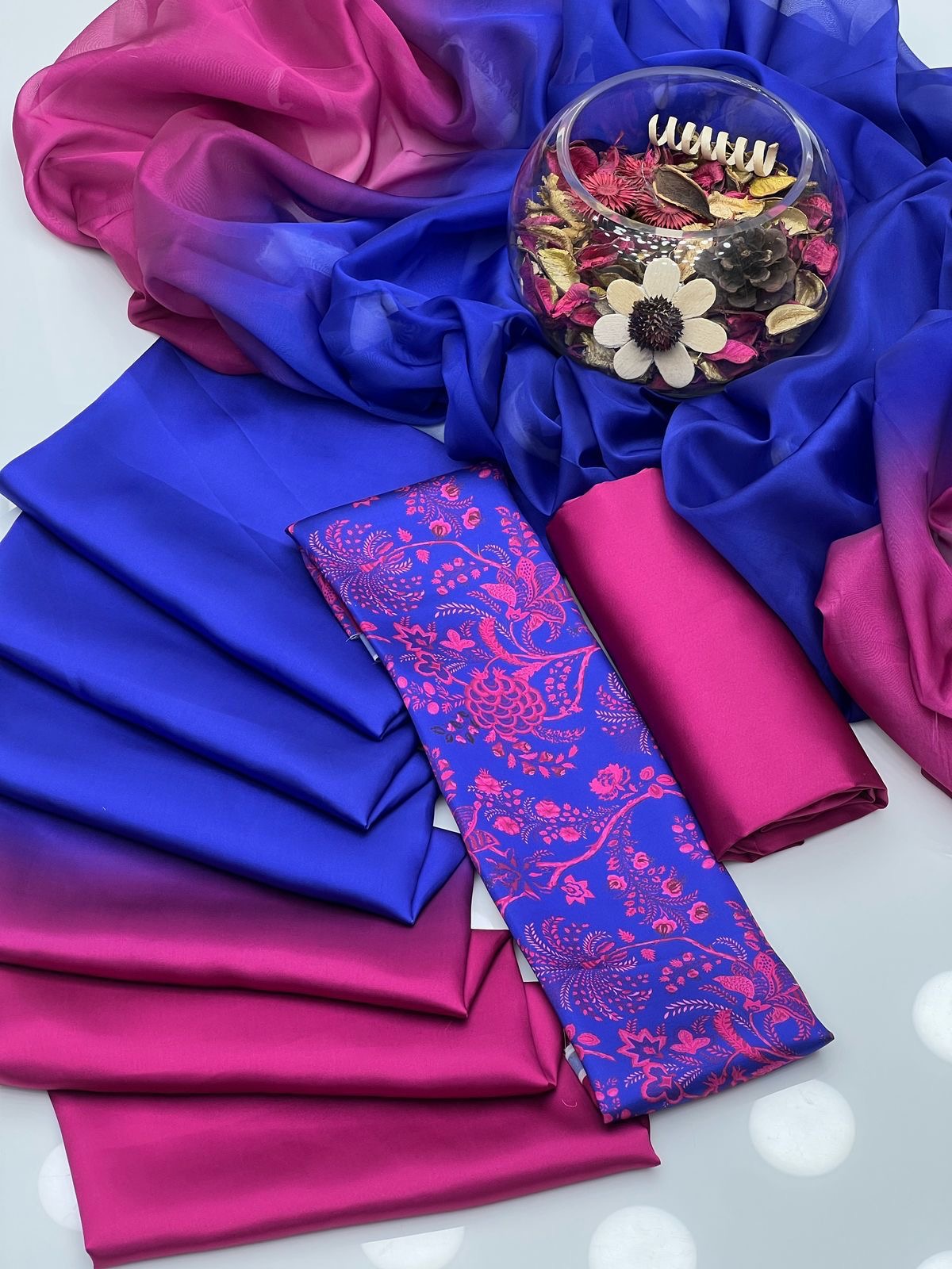 Shamoze Silk Digital Tye ‘N’ Dye 3pc Unstitched Suit - 152