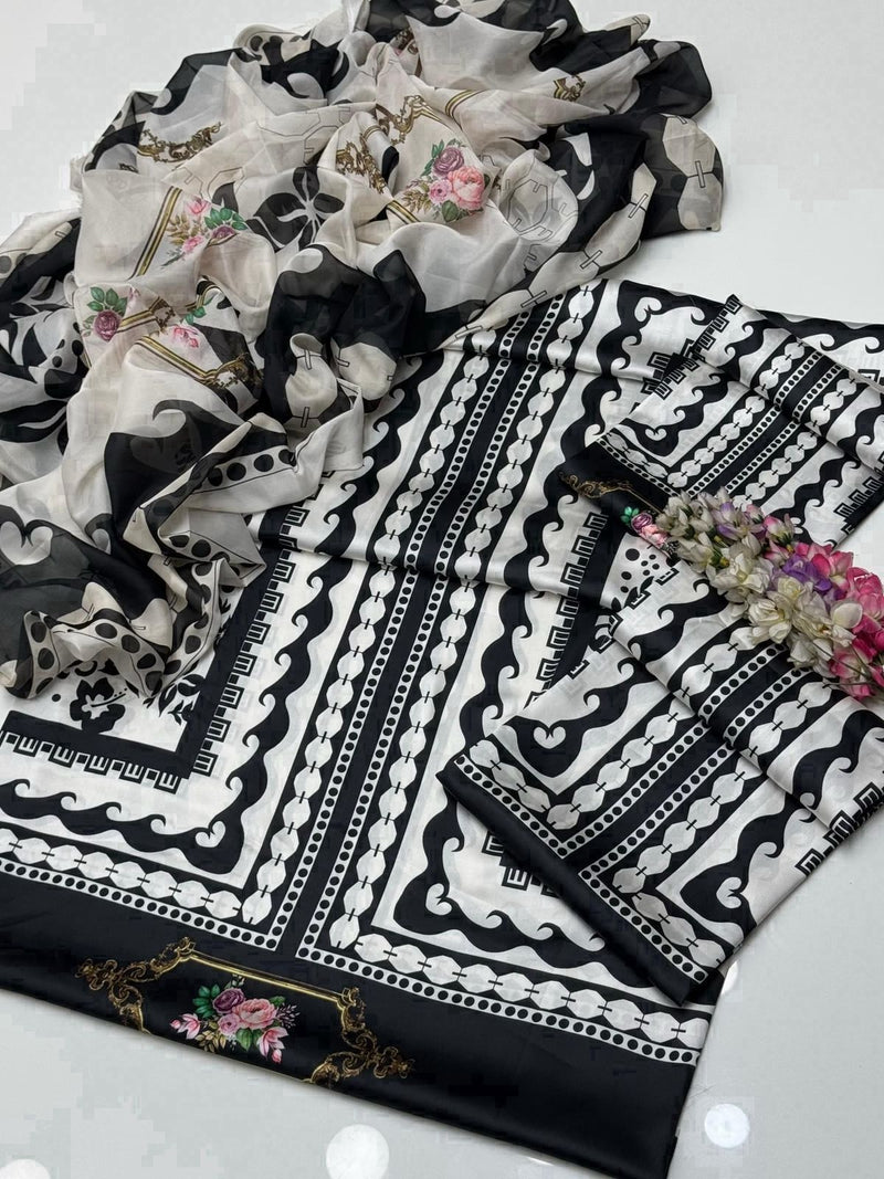 Shamoze Silk Digital 3pc Unstitched Suit 128