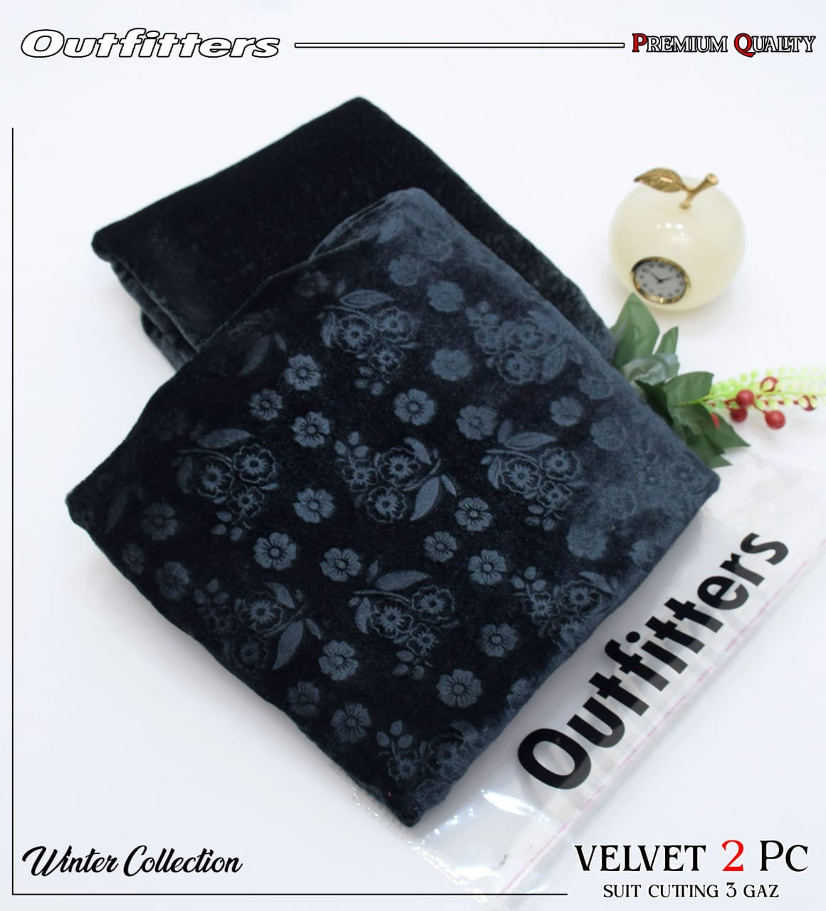 Palachi Velvet Embossed 2pc Suit - Grey