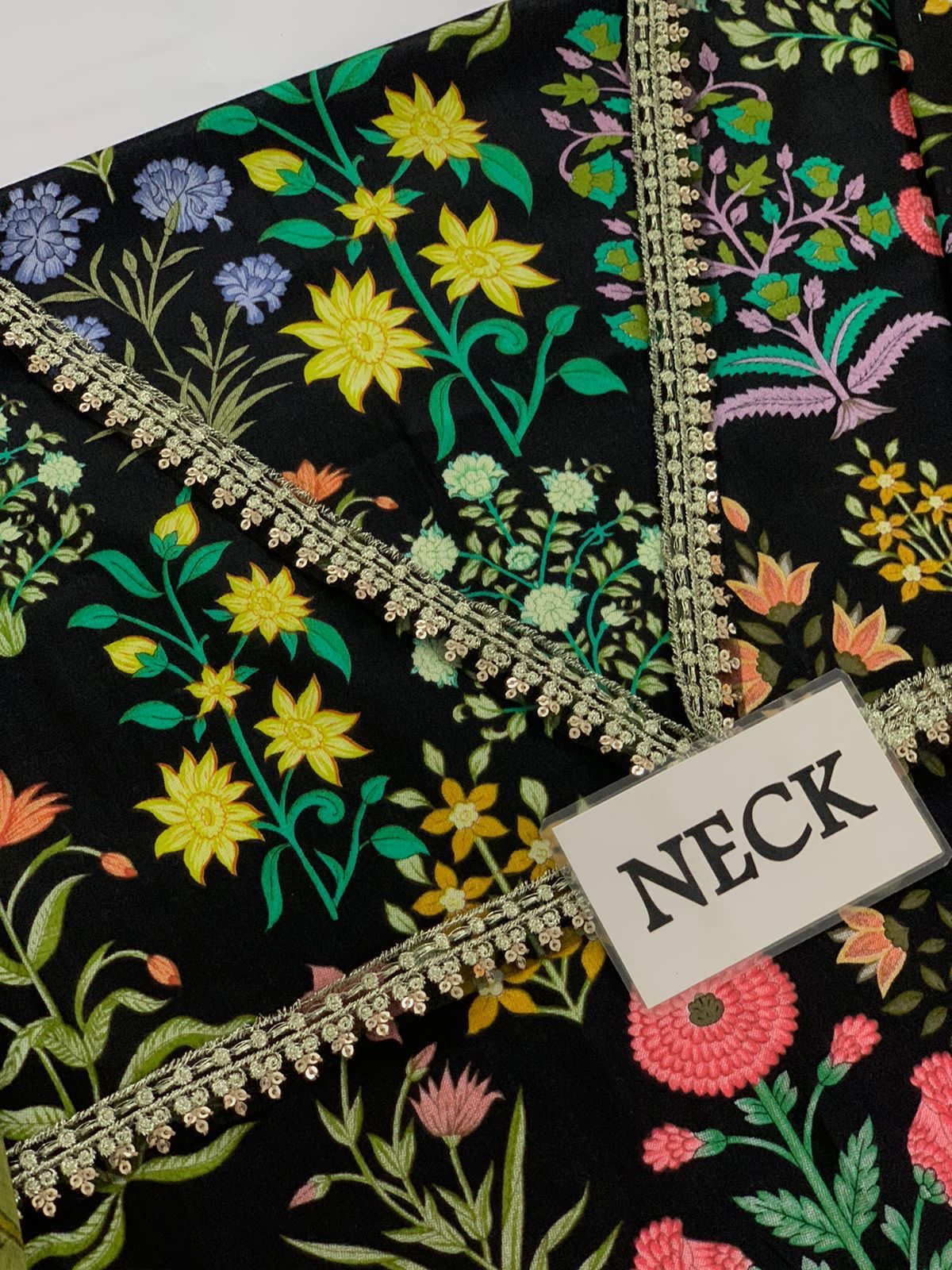 Printed Patch Emb Lawn 3 Piece Unstitched Suit MI -021 Summer Collection