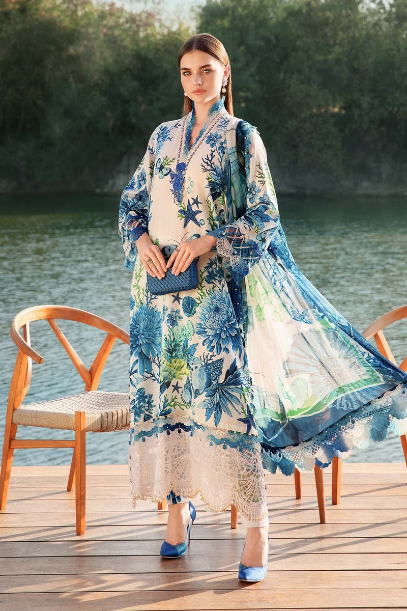 Printed Patch Emb Lawn 3 Piece Unstitched Suit MI -058 Summer Collection