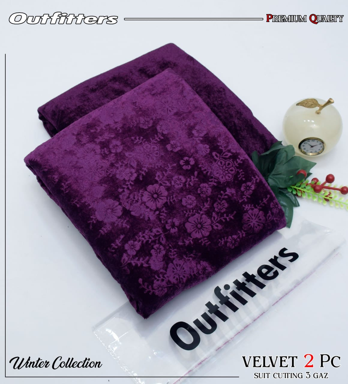 Palachi Velvet Embossed 2pc Suit - Magenda