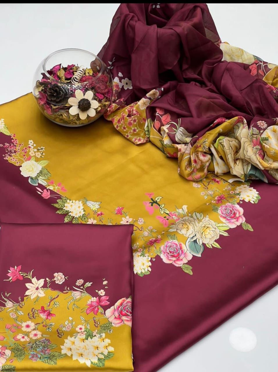 Shamoze Silk Digital 3pc Unstitched Suit - 112