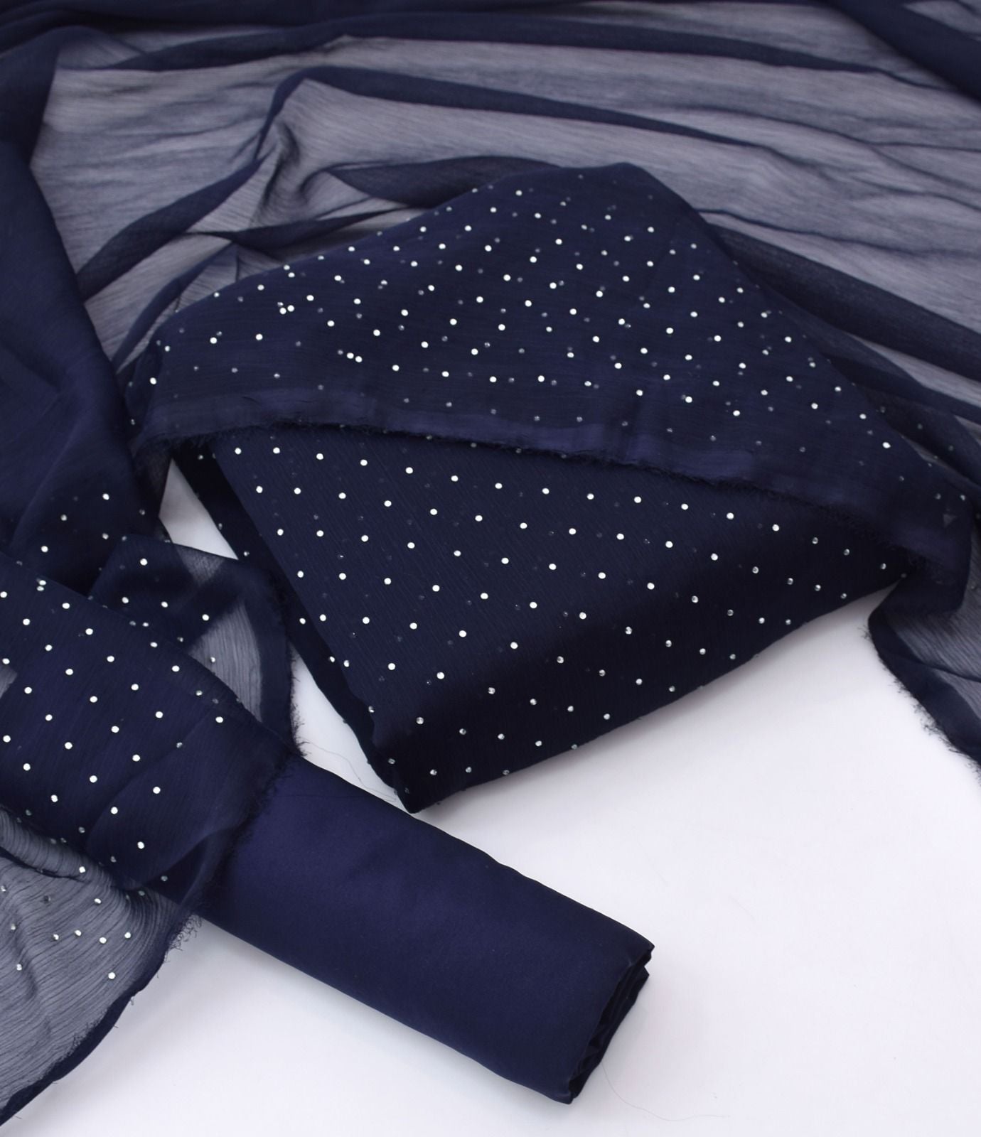 Stone Shifoon 3-Piece Suit  - Navy Blue