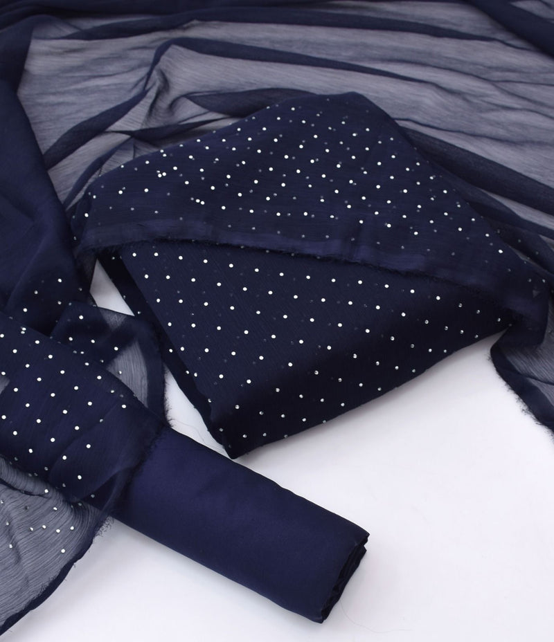 Stone Shifoon 3-Piece Suit  - Navy Blue