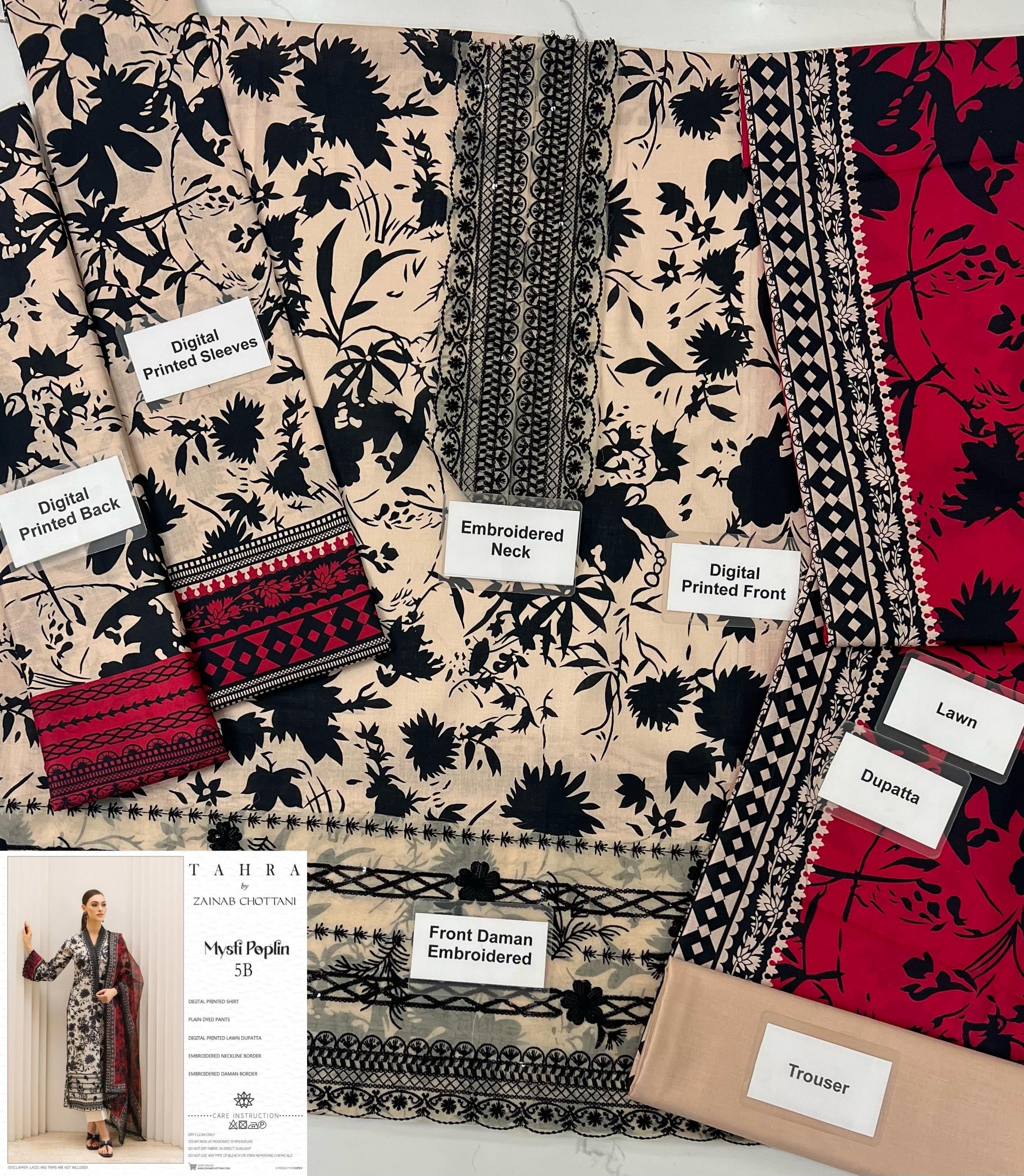 Printed Patch Emb Lawn 3 Piece Unstitched Suit MI -56 Summer Collection