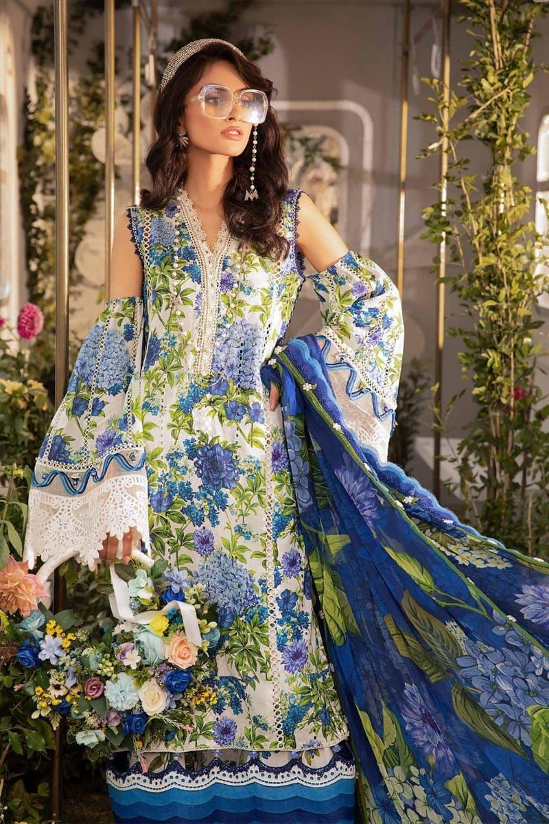 Printed Patch Emb Lawn 3 Piece Unstitched Suit MI -002  Summer Collection