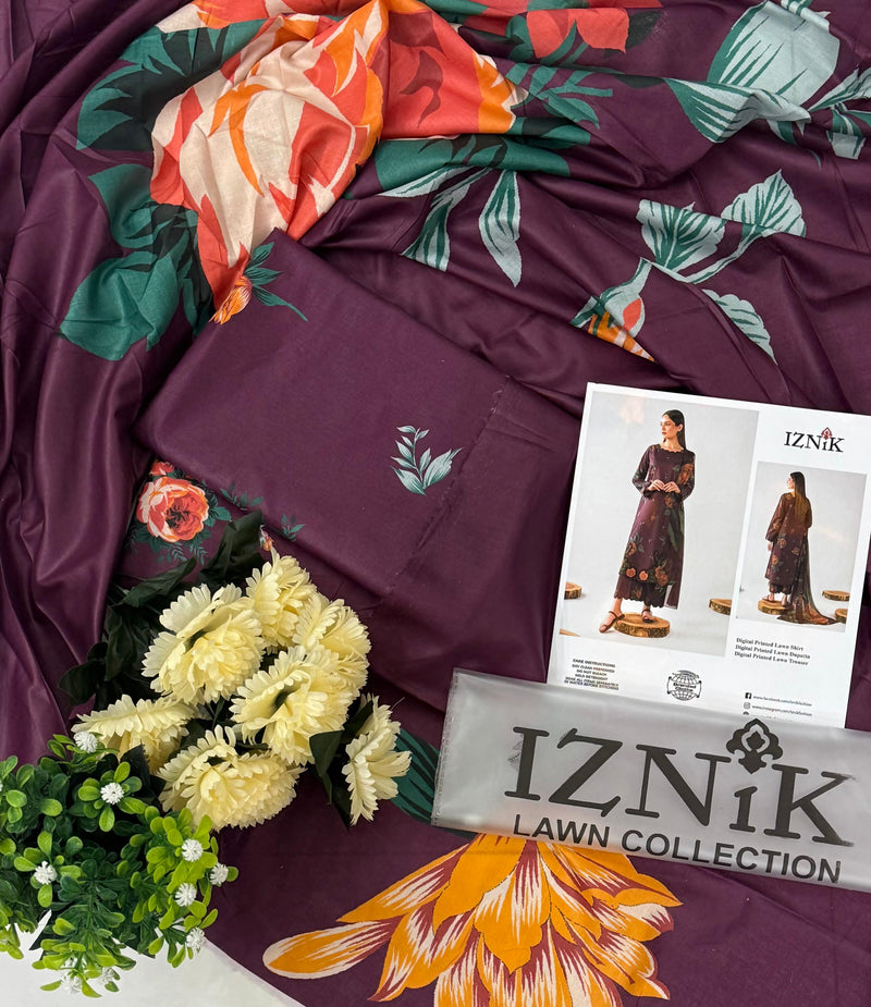 Printed Lawn 3 Piece Unstitched Suit MI -024 Summer Collection