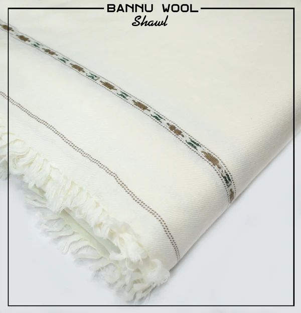 Men's Pure Wool Shawl Original Alhaam 100% | Pearl White