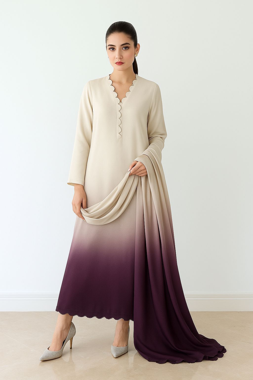 Shamoze Silk Digital Tye ‘N’ Dye 3pc Unstitched Suit - 204