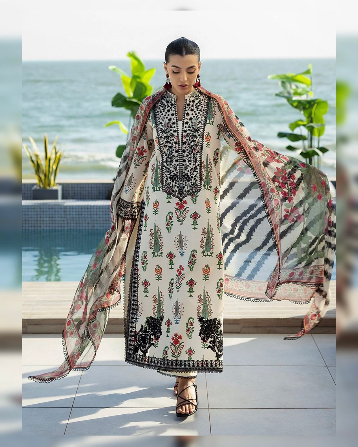 Shamoze Silk Digital Tye ‘N’ Dye 3pc Unstitched Suit - 177