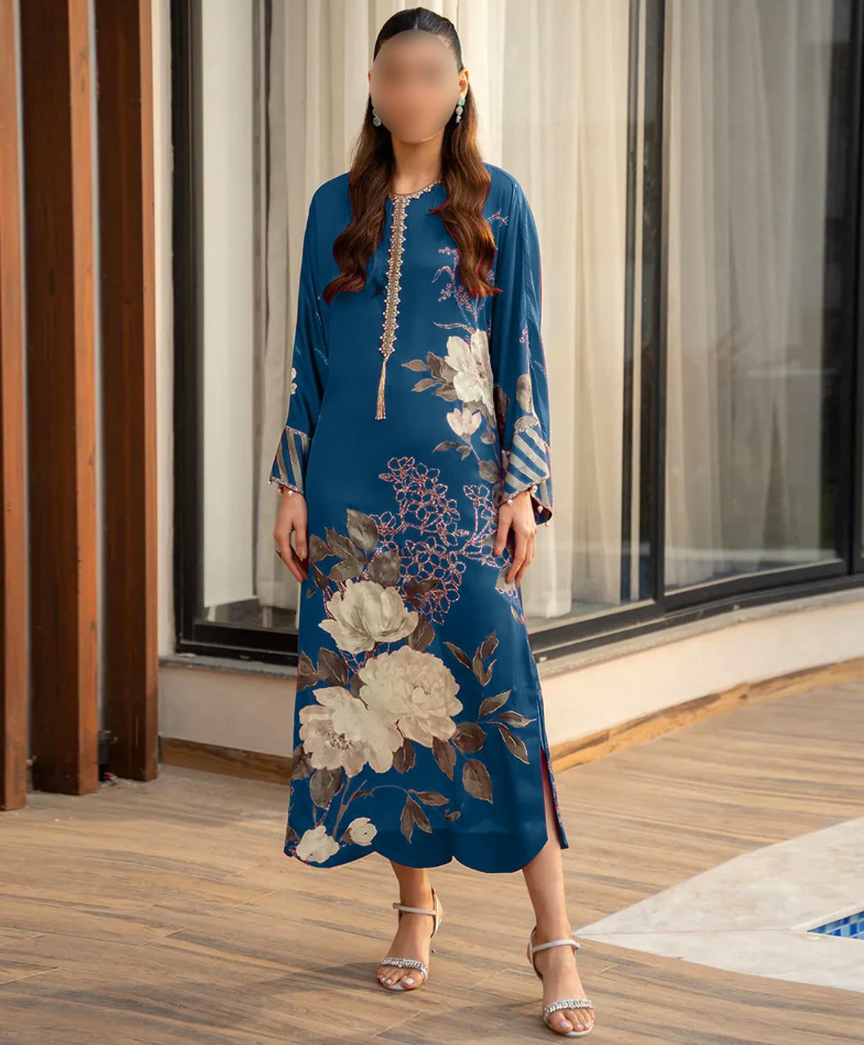 Shamoze Silk Digital Tye ‘N’ Dye 3pc Unstitched Suit - 186