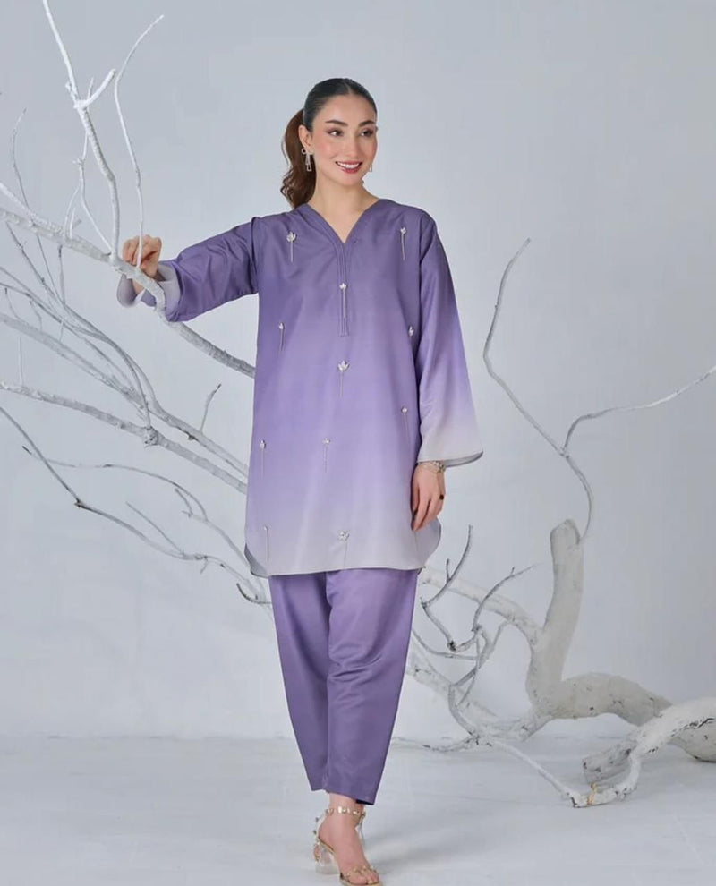 Shamoze Silk Digital Tye ‘N’ Dye 3pc Unstitched Suit - 166