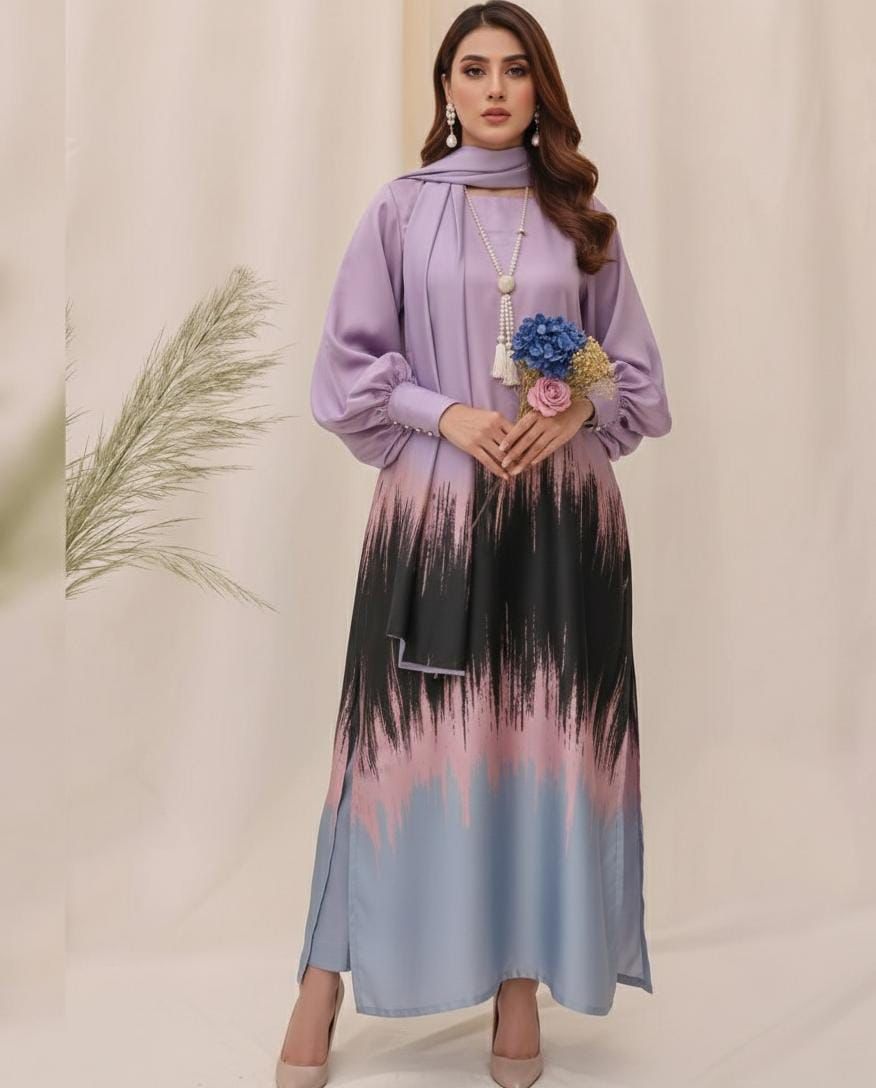 Shamoze Silk Digital Tye ‘N’ Dye 3pc Unstitched Suit - 185