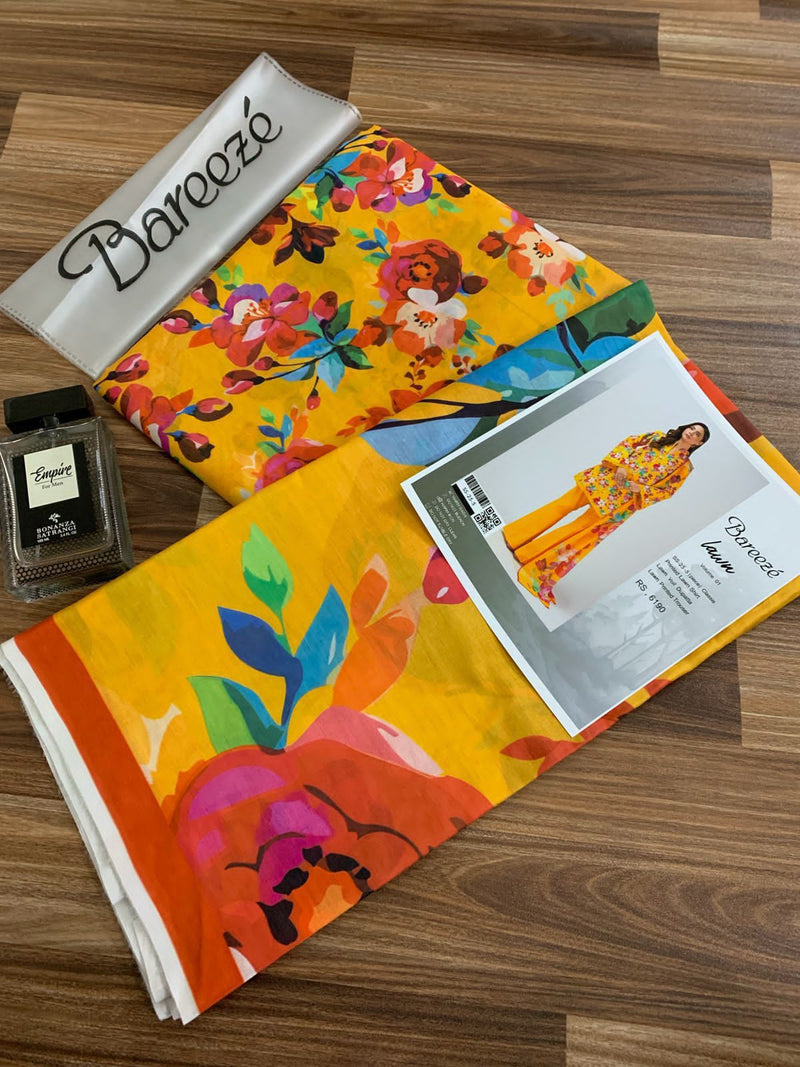 Printed Lawn 3 Piece Unstitched Suit MI -02 Summer Collection