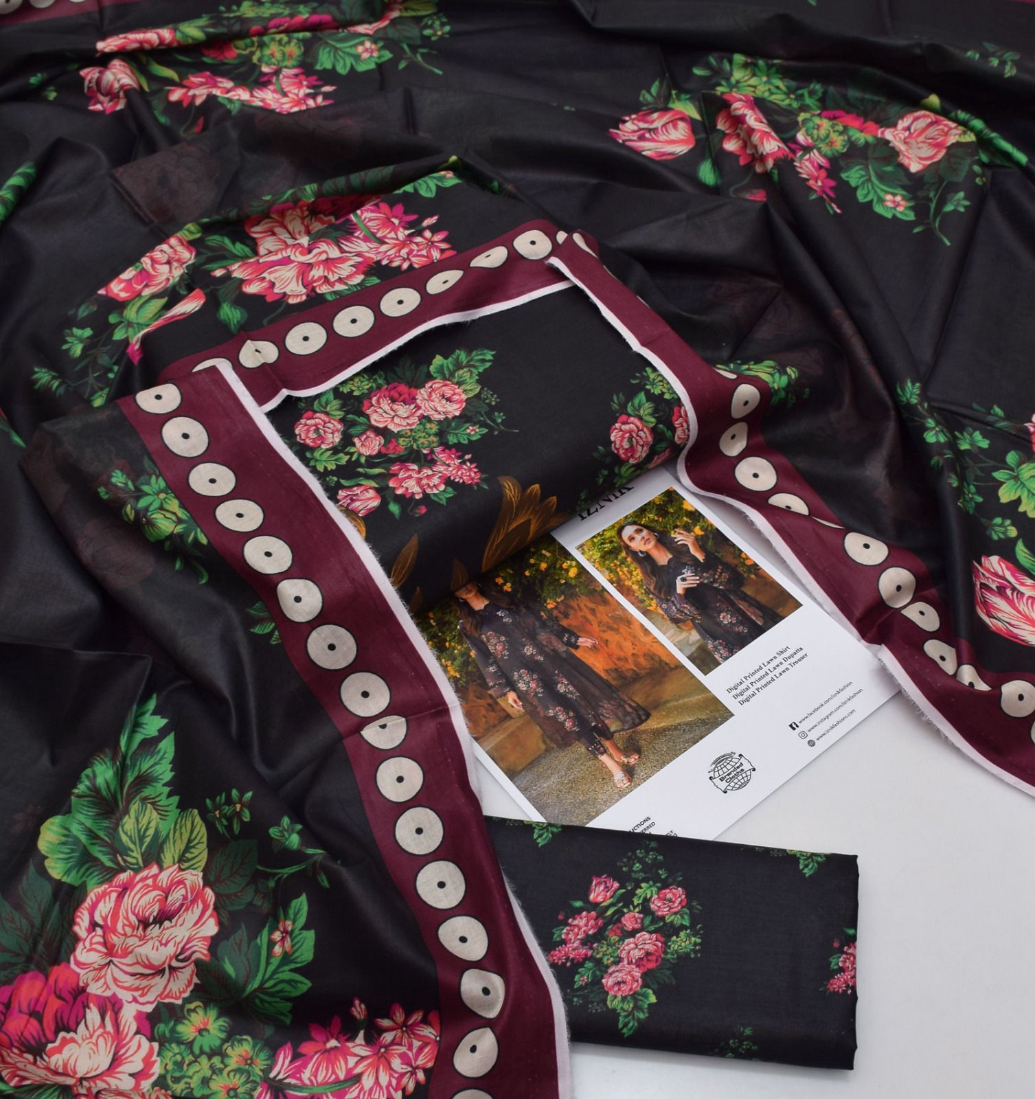 Printed Lawn 3 Piece Unstitched Suit MI -006 Summer Collection