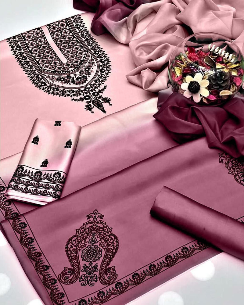 Shamoze Silk Digital Tye ‘N’ Dye 3pc Unstitched Suit - 175