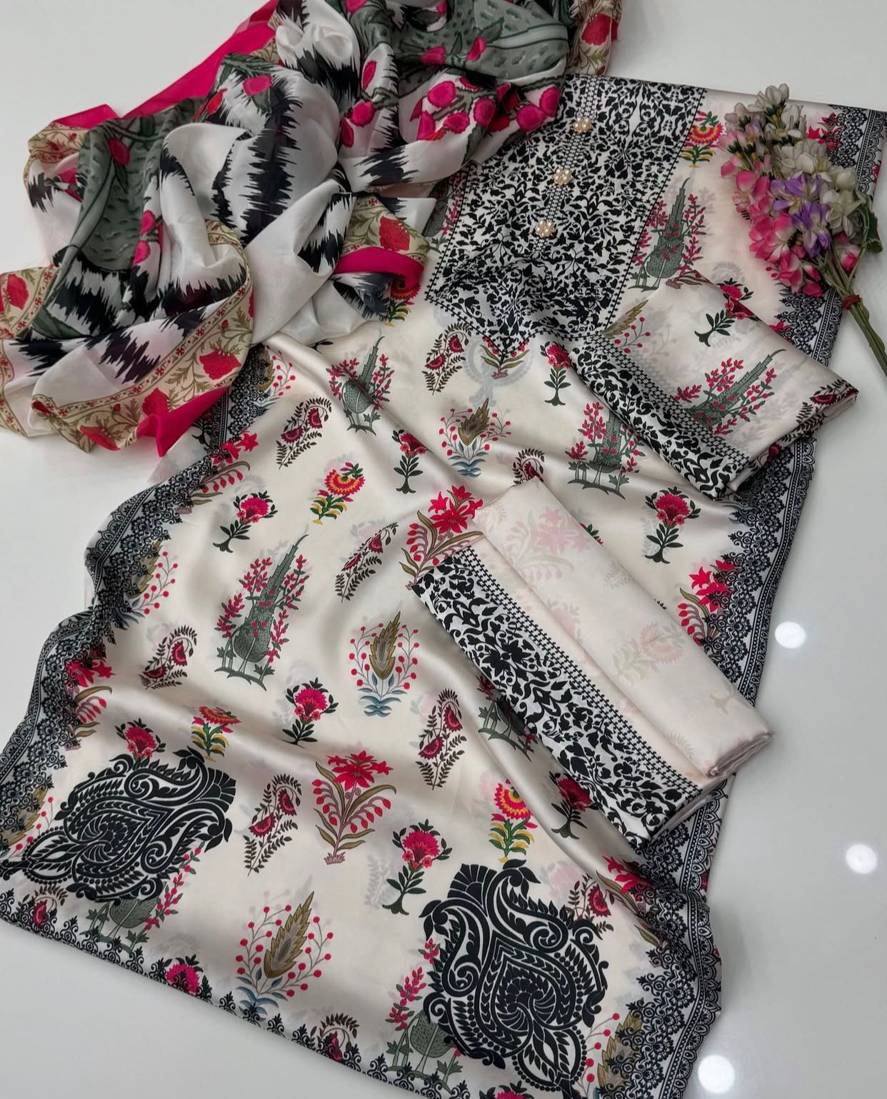 Shamoze Silk Digital Tye ‘N’ Dye 3pc Unstitched Suit - 177