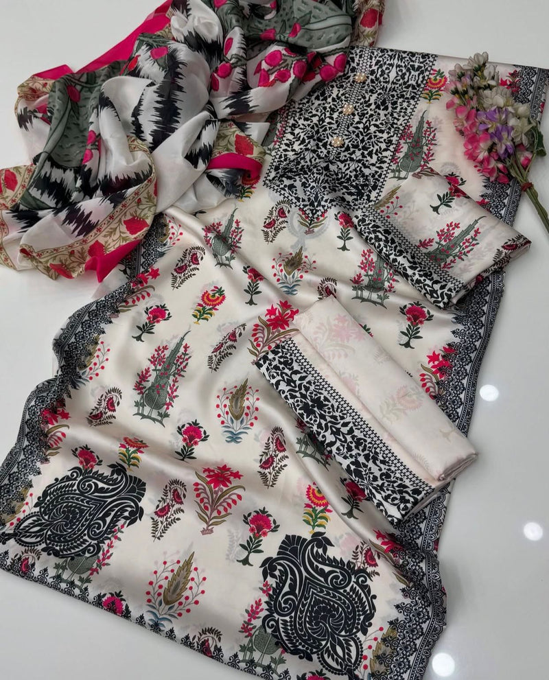 Shamoze Silk Digital Tye ‘N’ Dye 3pc Unstitched Suit - 177