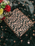 Shifoon Embroidery 3-Piece Suit  - dark green