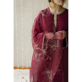 JAZMIN - LAWN EMBROIDERED SHIRT WIH ORGANZA EMBROIDERED DUPATTA