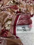 Bin Saeed Printed Khaddar 3 Piece Unstitched Suit BS -012 Summer Collection