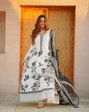 BAREEZE - 3PC ORGANZA PRINTED SHIRT WITH ORGANZA PRINTED DUPPATA AND TROUSER