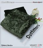Palachi Velvet Embossed 2pc Suit - Olive