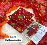 Printed Lawn With Shifoon Dupatta 3 Piece Unstitched Suit - Summer Collection - A 032