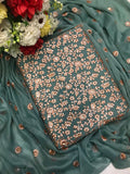 Shifoon Embroidery 3-Piece Suit  - olive