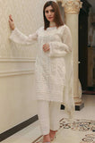 AZRA HAMEED - 3PC CHIKANKAARI LAWN EMBROIDERED SHIRT WITH ORGANZA EMBROIDERED DUPPATA AND TROUSER
