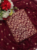 Shifoon Embroidery 3-Piece Suit  - mehroon