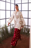 PREMIUM UNSTITCHED 2-PIECE SILK COLLECTION - AS-01 Pearl White