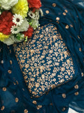 Shifoon Embroidery 3-Piece Suit  - Zinc