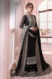 Luxury Chiffon Heavy Embroidered 3 Piece Unstitched Suit - Black AS 01