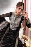 Luxury Chiffon Heavy Embroidered 3 Piece Unstitched Suit - Black AS 01